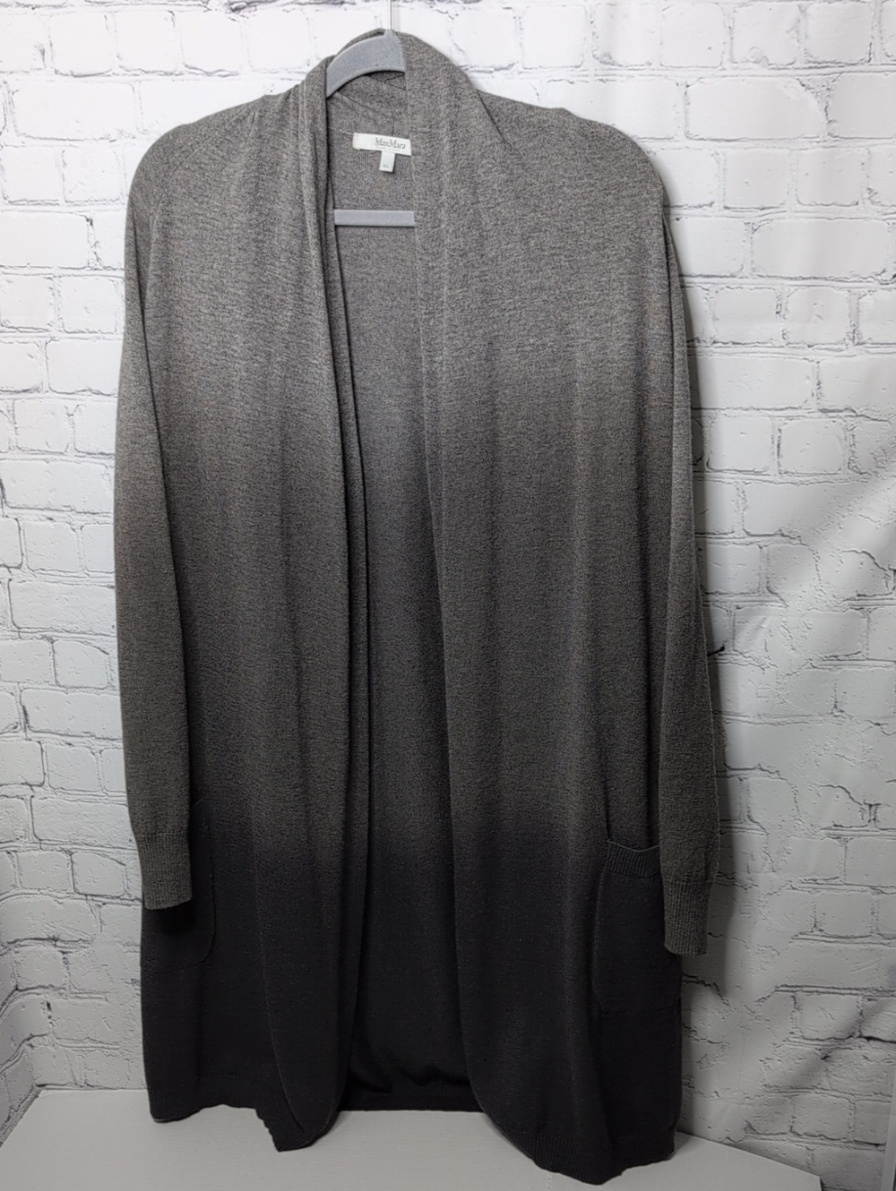 Max Mara Longline Open Front Ombre Cashmere And Silk Cardigan
